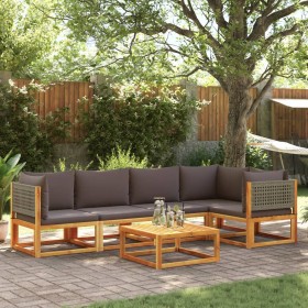 Garden sofa set with 6 pieces, solid acacia wood, and cushions. by , Garden sets - Ref: Foro24-3278898, Price: 685,99 €, Disc...