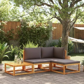 Set sofás de jardín con cojines 4 pzas madera maciza de acacia de , Sofás de exterior - Ref: Foro24-3278824, Precio: 394,99 €...