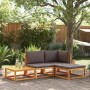 Set sofás de jardín con cojines 4 pzas madera maciza de acacia de , Sofás de exterior - Ref: Foro24-3278824, Precio: 393,40 €...