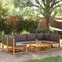 Garden sofa set with 7 pieces, solid acacia wood, and cushions. by , Garden sets - Ref: Foro24-3278909, Price: 766,98 €, Disc...