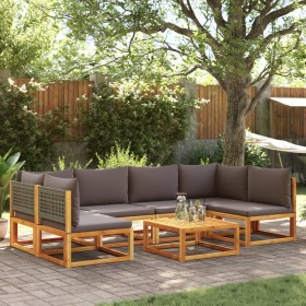 Set de sofás de jardín con cojines 7 pzas madera maciza acacia de , Conjuntos de jardín - Ref: Foro24-3278909, Precio: 765,99...