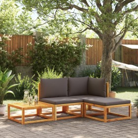 Solid acacia wood garden sofa set with 4 cushions. by , Garden sets - Ref: Foro24-3278893, Price: 387,99 €, Discount: %