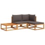 Solid acacia wood garden sofa set with 4 cushions. by , Garden sets - Ref: Foro24-3278893, Price: 387,07 €, Discount: %