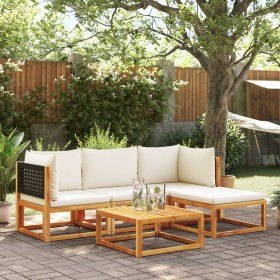 Garden sofa set with 5 pieces, solid acacia wood, and cushions. by , Garden sets - Ref: Foro24-3278872, Price: 521,13 €, Disc...