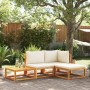 Solid acacia wood garden sofa set with 4 cushions. by , Garden sets - Ref: Foro24-3278870, Price: 384,14 €, Discount: %