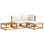 Solid acacia wood garden sofa set with 4 cushions. by , Garden sets - Ref: Foro24-3278870, Price: 384,14 €, Discount: %