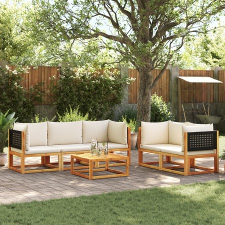 Garden sofa set with 6 pieces, solid acacia wood, and cushions. by , Garden sets - Ref: Foro24-3278879, Price: 718,18 €, Disc...