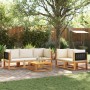 Garden sofa set with 6 pieces, solid acacia wood, and cushions. by , Garden sets - Ref: Foro24-3278879, Price: 718,18 €, Disc...