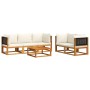 Garden sofa set with 6 pieces, solid acacia wood, and cushions. by , Garden sets - Ref: Foro24-3278879, Price: 718,18 €, Disc...