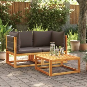 Corner garden sofas with 2-piece solid acacia wood cushions by , Outdoor sofas - Ref: Foro24-3278830, Price: 290,71 €, Discou...