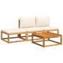 Solid acacia wood garden sofa set with 4 cushions. by , Outdoor sofas - Ref: Foro24-3278866, Price: 363,99 €, Discount: %