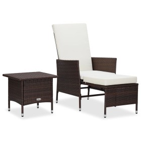 2-piece garden furniture set with brown PE rattan cushions by vidaXL, Garden sets - Ref: Foro24-310232, Price: 122,34 €, Disc...