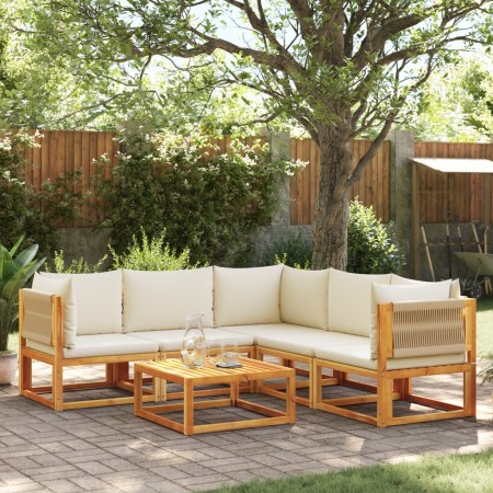 Garden sofa set with 6 pieces, solid acacia wood, and cushions. by , Outdoor sofas - Ref: Foro24-3278851, Price: 712,99 €, Di...