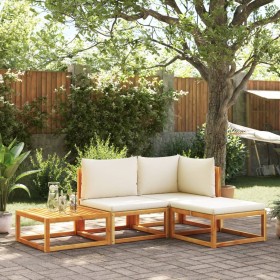 Solid acacia wood garden sofa set with 4 cushions. by , Outdoor sofas - Ref: Foro24-3278847, Price: 396,99 €, Discount: %