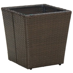 Brown tempered glass PE rattan coffee table 41.5x41.5x44cm by vidaXL, Garden tables - Ref: Foro24-310558, Price: 37,01 €, Dis...