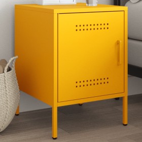 Mesita de noche de acero amarillo mostaza 36x39x50,5 cm de , Mesitas de noche - Ref: Foro24-842916, Precio: 70,35 €, Descuent...