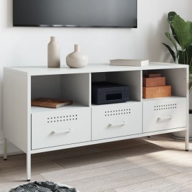 Mueble de TV acero laminado en frío blanco 100,5x39x50,5 cm de , Muebles TV - Ref: Foro24-843041, Precio: 204,99 €, Descuento: %