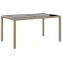 Garden table with tempered glass and beige synthetic rattan, 150x90x75 cm. by vidaXL, Garden tables - Ref: Foro24-310576, Pri...