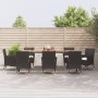 Set de comedor de jardín 9 pzas y cojines ratán sintético negro de vidaXL, Conjuntos de jardín - Ref: Foro24-3187394, Precio:...