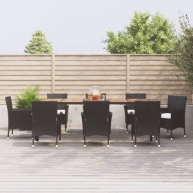 9-piece garden dining set and black synthetic rattan cushions by vidaXL, Garden sets - Ref: Foro24-3187394, Price: 712,40 €, ...