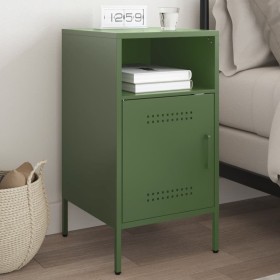 Mesita de noche de acero laminado verde oliva 36x39x68 cm de , Mesitas de noche - Ref: Foro24-843074, Precio: 108,99 €, Descu...