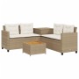 Gartensofa in L-Form mit Tisch und Kissen aus beigem PE-Rattan. von , Gartensets - Ref: Foro24-369038, Preis: 375,15 €, Rabat...