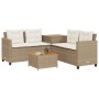 L-shaped garden sofa with table and beige PE rattan cushions by , Garden sets - Ref: Foro24-369038, Price: 375,15 €, Discount: %