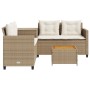 L-shaped garden sofa with table and beige PE rattan cushions by , Garden sets - Ref: Foro24-369038, Price: 375,15 €, Discount: %