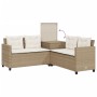 L-shaped garden sofa with table and beige PE rattan cushions by , Garden sets - Ref: Foro24-369038, Price: 375,15 €, Discount: %