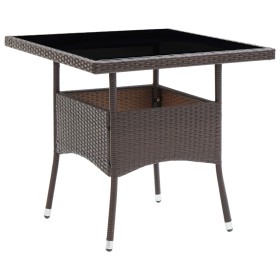 Mesa de comedor de jardín ratán sintético marrón de vidaXL, Mesas de jardín - Ref: Foro24-310552, Precio: 130,58 €, Descuento: %