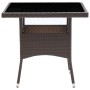 Mesa de comedor de jardín ratán sintético marrón de vidaXL, Mesas de jardín - Ref: Foro24-310552, Precio: 130,39 €, Descuento: %