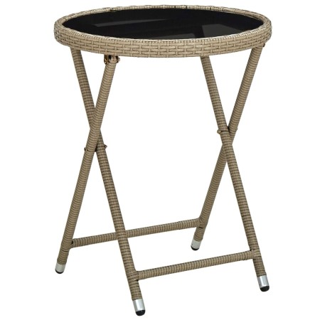 Mesa de centro de ratán sintético y vidrio templado beige 60 cm de vidaXL, Mesas de jardín - Ref: Foro24-310559, Precio: 63,7...