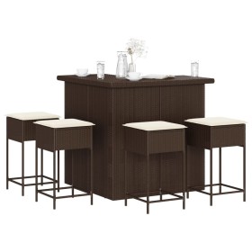 5-piece garden bar set with brown PE rattan cushions by , Garden sets - Ref: Foro24-3261501, Price: 349,64 €, Discount: %