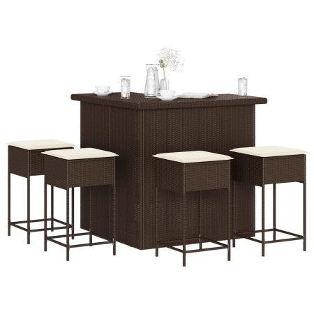 5-piece garden bar set with brown PE rattan cushions by , Garden sets - Ref: Foro24-3261501, Price: 369,93 €, Discount: %