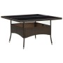 Mesa de comedor de jardín ratán sintético y vidrio marrón de vidaXL, Mesas de jardín - Ref: Foro24-310556, Precio: 139,85 €, ...