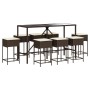 9-piece garden bar set with brown PE rattan cushions by , Garden sets - Ref: Foro24-3261471, Price: 488,01 €, Discount: %