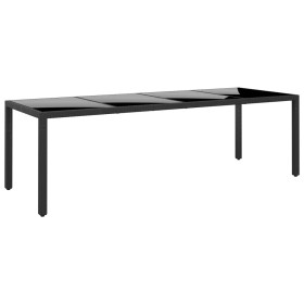 Mesa jardín vidrio templado ratán sintético negro 250x100x75 cm de vidaXL, Mesas de jardín - Ref: Foro24-310592, Precio: 243,...