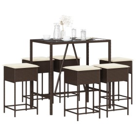 7-piece garden bar set with brown PE rattan cushions by , Garden sets - Ref: Foro24-3261465, Price: 386,73 €, Discount: %