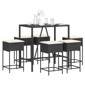 7-piece garden bar set with black PE rattan cushions by , Garden sets - Ref: Foro24-3261467, Price: 396,99 €, Discount: %