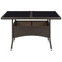 Mesa de comedor de jardín ratán sintético y vidrio marrón de vidaXL, Mesas de jardín - Ref: Foro24-310556, Precio: 139,85 €, ...