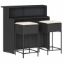 3-piece garden bar set with black PE rattan cushions by , Garden sets - Ref: Foro24-3261486, Price: 304,65 €, Discount: %