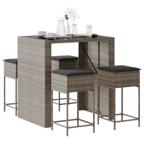 5-piece garden bar set with gray PE rattan cushions by , Garden sets - Ref: Foro24-3261508, Price: 374,51 €, Discount: %