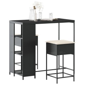 3-piece garden bar set with black PE rattan cushions by , Garden sets - Ref: Foro24-3261492, Price: 216,52 €, Discount: %