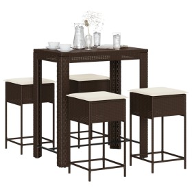 5-piece garden bar set with brown PE rattan cushions by , Garden sets - Ref: Foro24-3261452, Price: 291,45 €, Discount: %