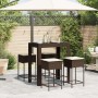 5-piece garden bar set with brown PE rattan cushions by , Garden sets - Ref: Foro24-3261452, Price: 291,45 €, Discount: %