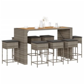 9-piece garden bar set with gray PE rattan cushions by , Garden sets - Ref: Foro24-3261520, Price: 672,22 €, Discount: %