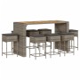 9-piece garden bar set with gray PE rattan cushions by , Garden sets - Ref: Foro24-3261520, Price: 672,22 €, Discount: %