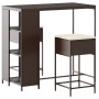 3-piece garden bar set with brown PE rattan cushions by , Garden sets - Ref: Foro24-3261490, Price: 222,99 €, Discount: %