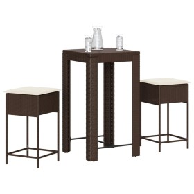 3-piece garden bar set with brown PE rattan cushions by , Garden sets - Ref: Foro24-3261446, Price: 193,76 €, Discount: %