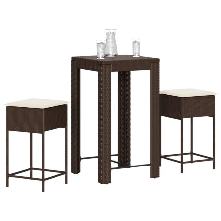 3-piece garden bar set with brown PE rattan cushions by , Garden sets - Ref: Foro24-3261446, Price: 193,99 €, Discount: %